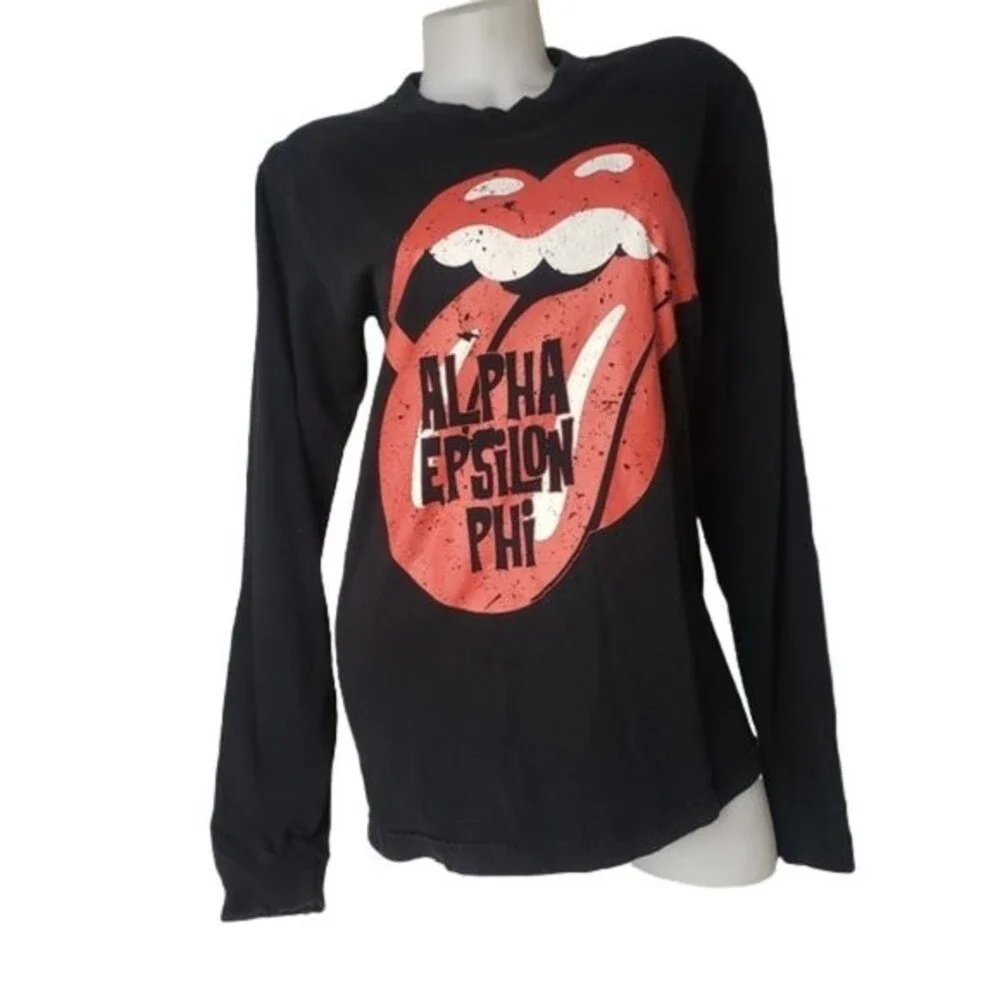 AMERICAN APPAREL ROLLING STONES BLACK LONG SLEEVE T SHIRT SIZE MEDIUM